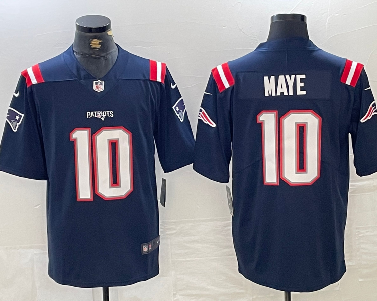 Men's New England Patriots Drake Maye #10 Navy Jersey