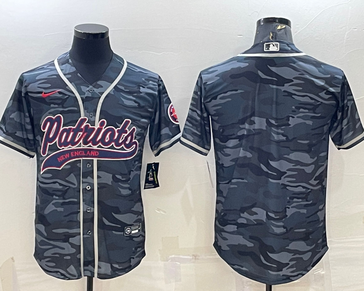 Men's New England Patriots Grey Camouflage Blank Jersey