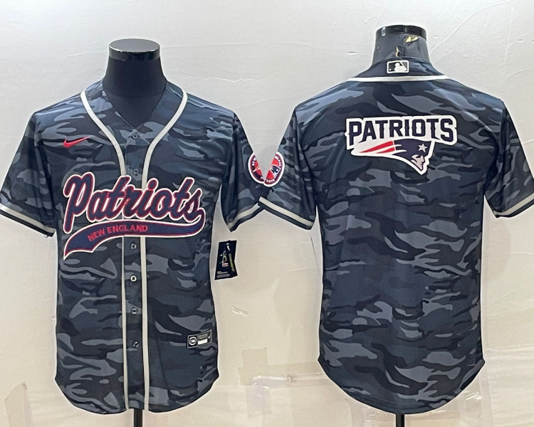 Men's New England Patriots Grey Camouflage Jersey