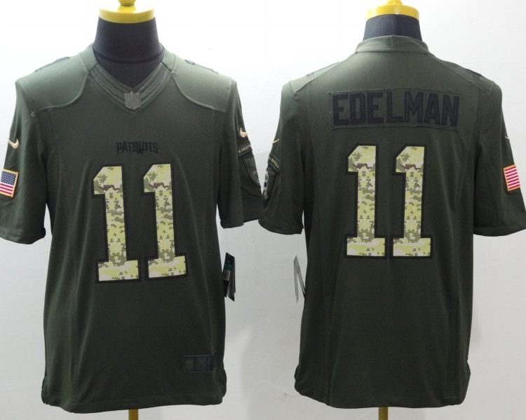 Men's New England Patriots Julian Edelman #11 Army Green Jersey