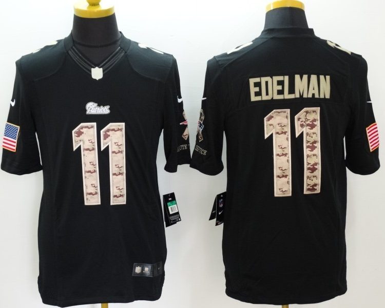 Men's New England Patriots Julian Edelman #11 Black Authentic Jersey