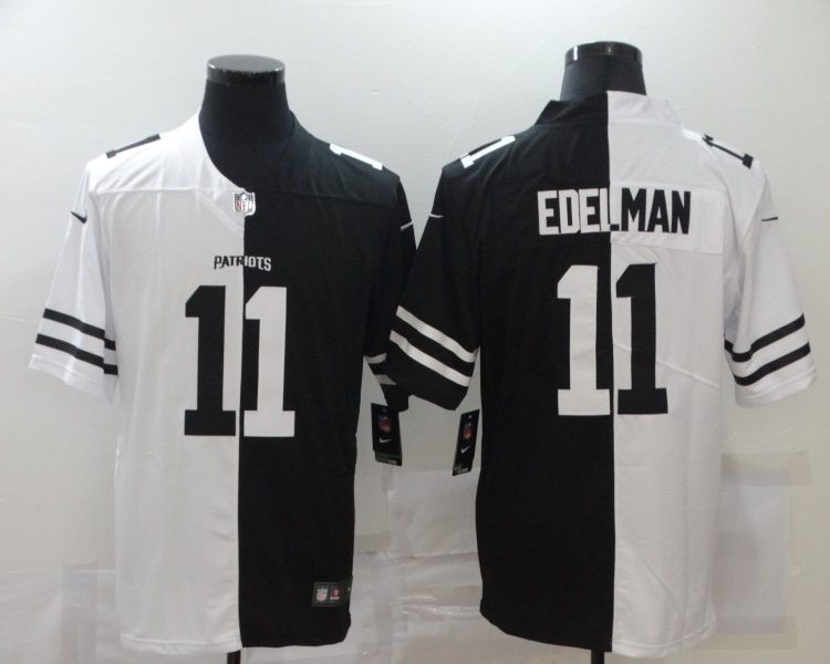 Men's New England Patriots Julian Edelman #11 Black/White Jersey