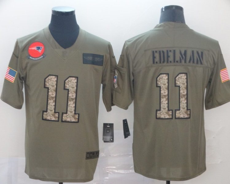 Men's New England Patriots Julian Edelman #11 Brown Jersey