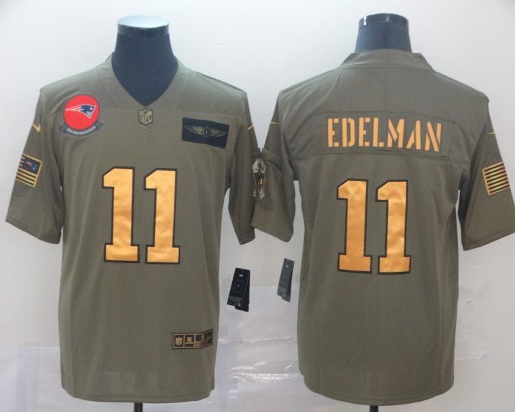 Men's New England Patriots Julian Edelman #11 Brown Jersey