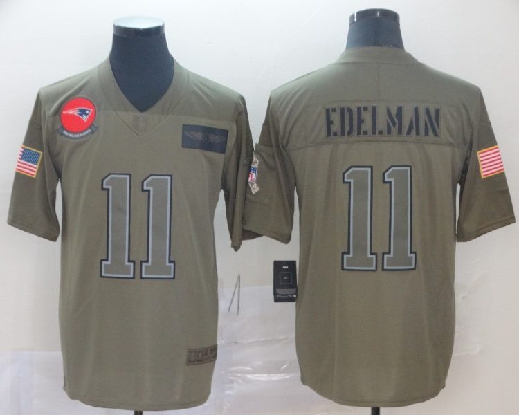 Men's New England Patriots Julian Edelman #11 Brown Jersey