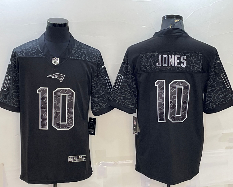 Men's New England Patriots Mac Jones #10 Black RFLCTV Limited Jersey