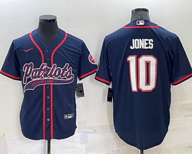 Men's New England Patriots Mac Jones #10 Navy Jersey Joint Edition