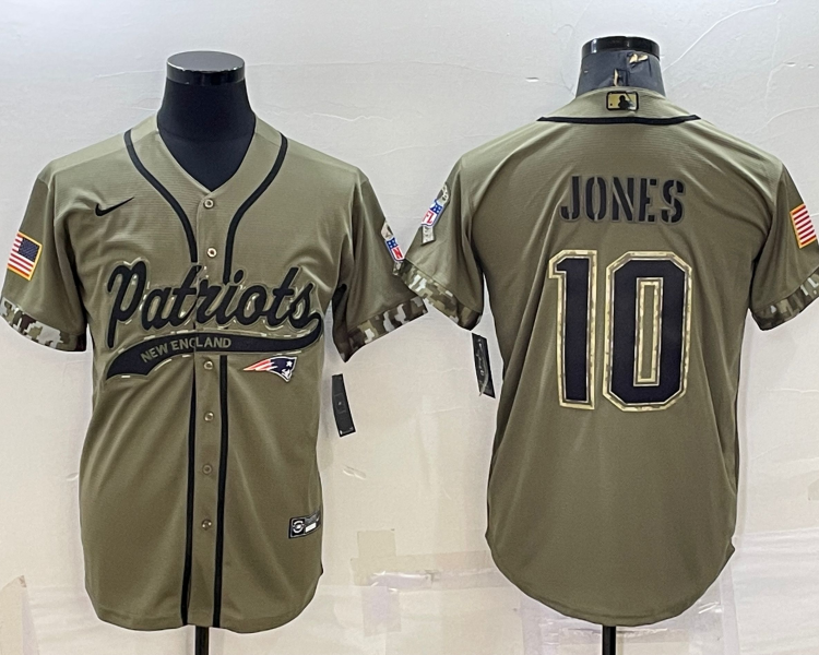 Men's New England Patriots Mac Jones #10 Olive 2022 Salute To Service Limited Jersey Joint Edition