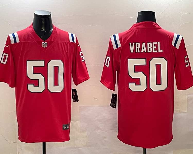 Men's New England Patriots Mike Vrabel #50 Red Retired Alternate Jersey
