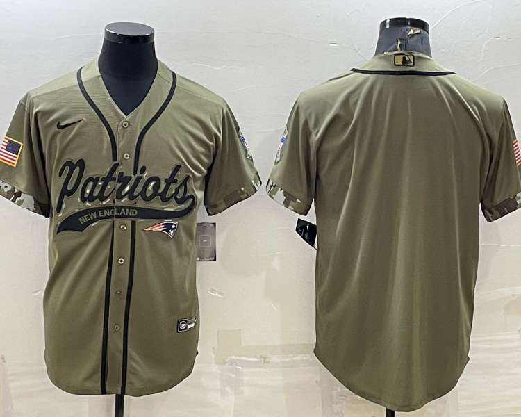 Men's New England Patriots Olive 2022 Salute To Service Limited Blank Jersey