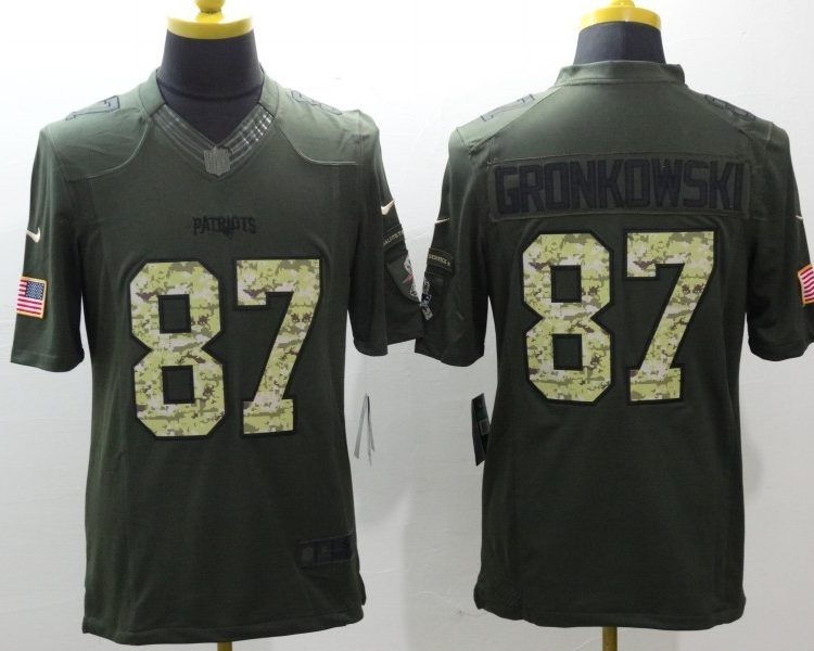 Men's New England Patriots Rob Gronkowski #87 Army Green Jersey