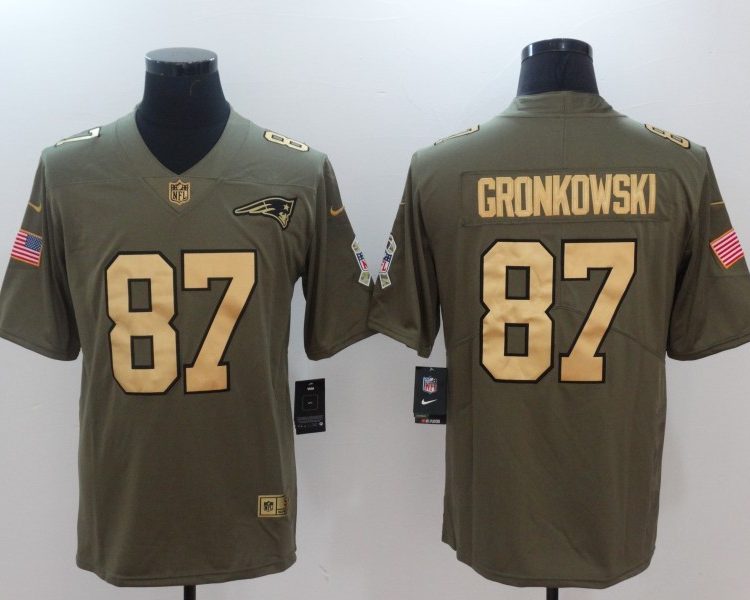 Men's New England Patriots Rob Gronkowski #87 Brown Jersey