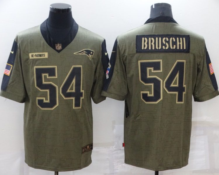 Men's New England Patriots Tedy Bruschi #54 Brown Jersey