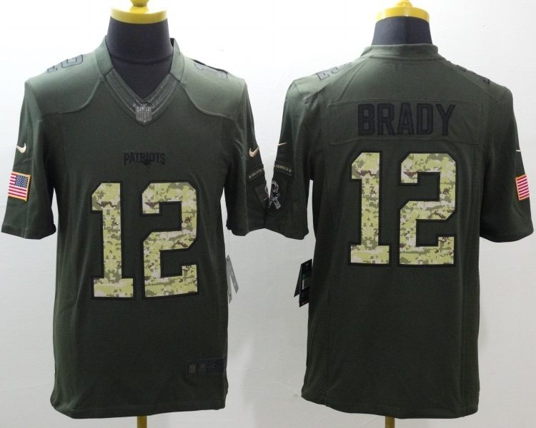 Men's New England Patriots Tom Brady #12 Army Green Jersey