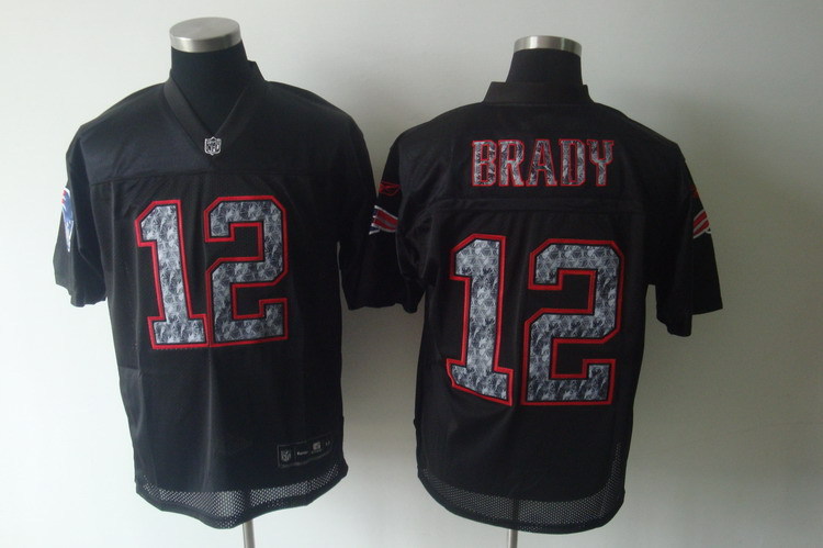 Men's New England Patriots Tom Brady #12 Black Authentic Jersey