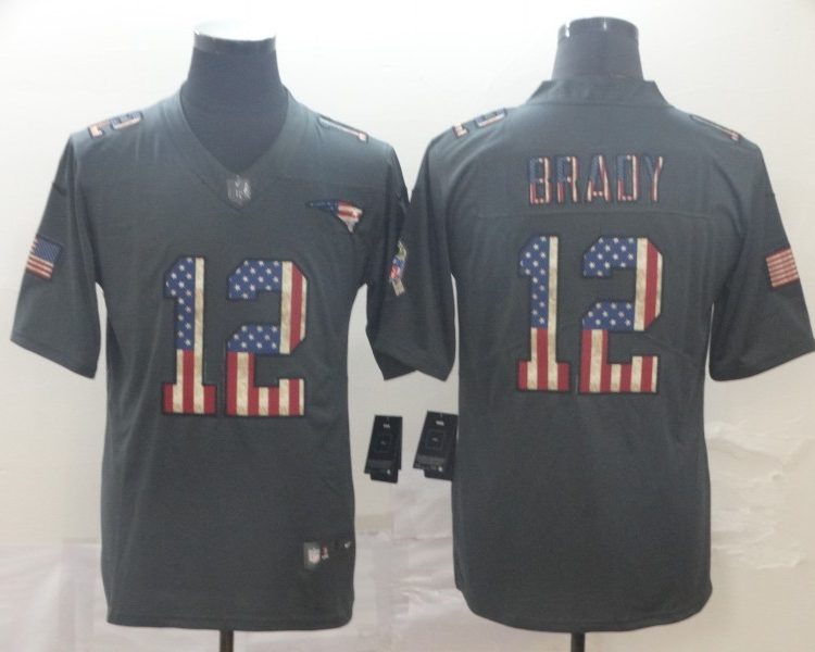 Men's New England Patriots Tom Brady #12 Black Jersey