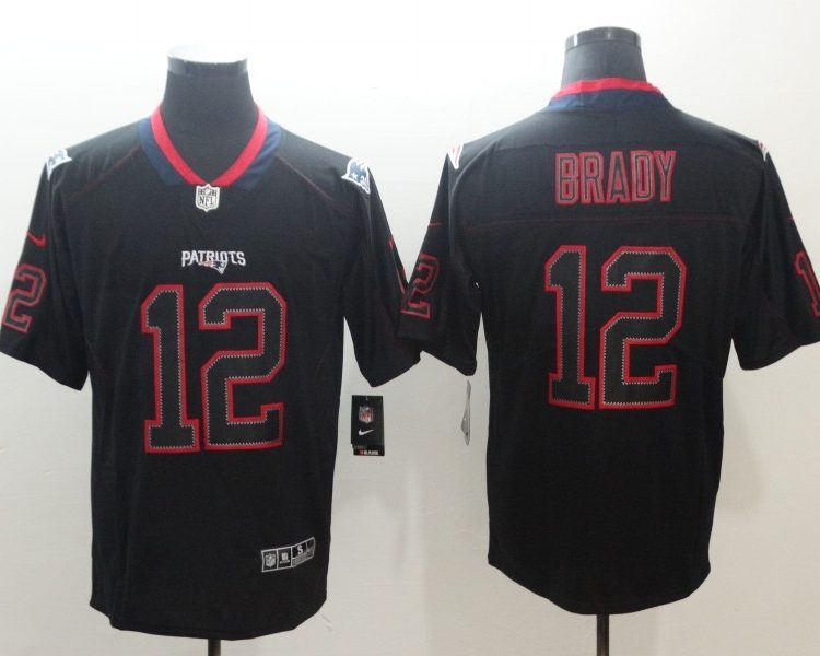 Men's New England Patriots Tom Brady #12 Black Jersey