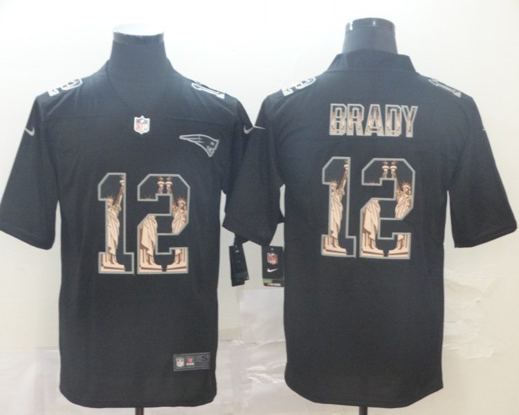 Men's New England Patriots Tom Brady #12 Black Jersey