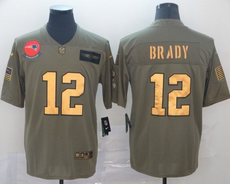 Men's New England Patriots Tom Brady #12 Brown Jersey