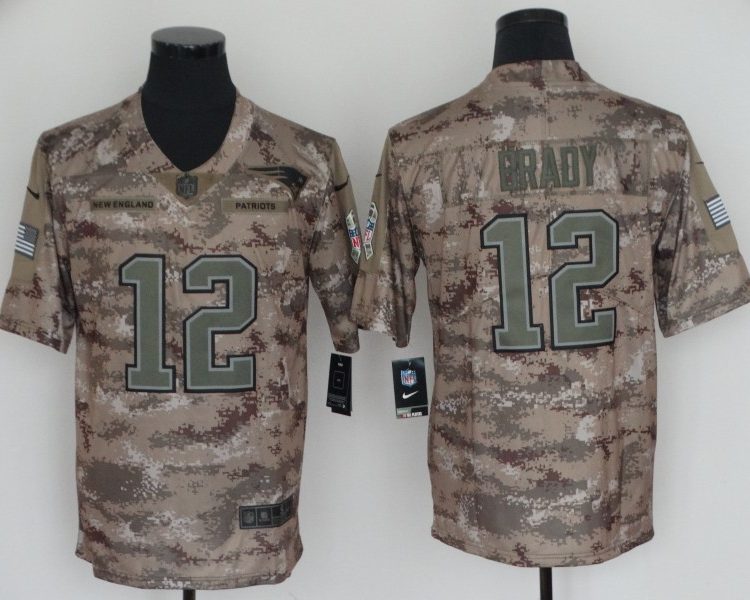 Men's New England Patriots Tom Brady #12 Camouflage Jersey