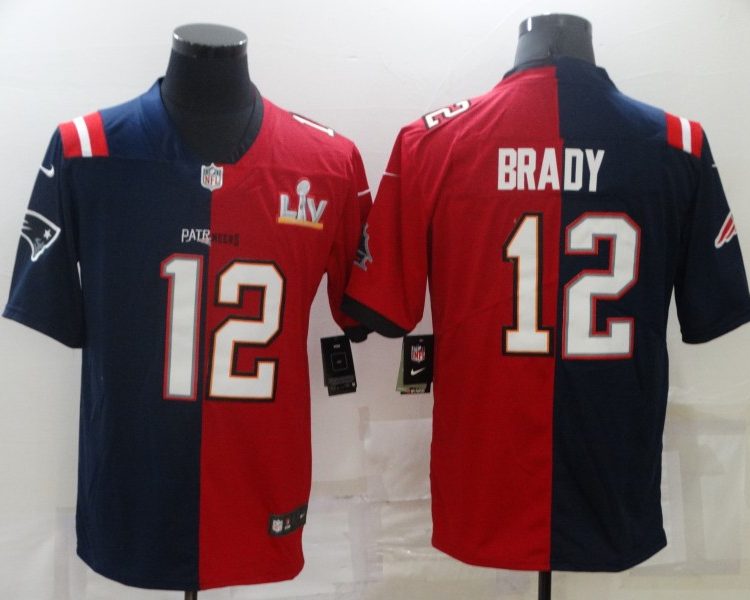 Men's New England Patriots Tom Brady #12 Navy/Red Jersey