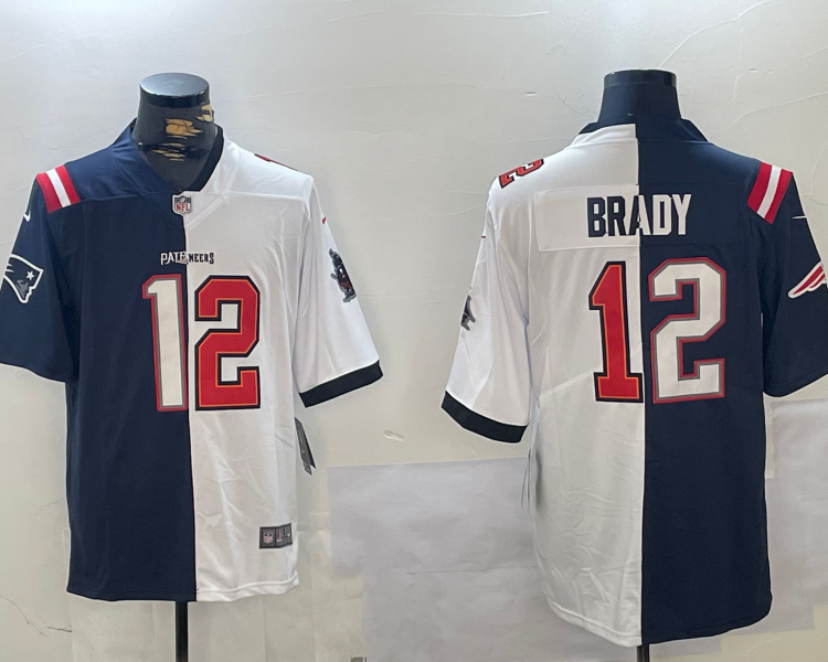Men's New England Patriots Tom Brady #12 Navy/White Jersey