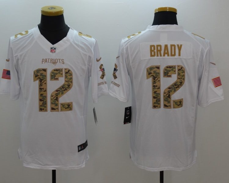 Men's New England Patriots Tom Brady #12 White Alternate Jersey