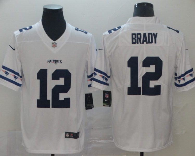 Men's New England Patriots Tom Brady #12 White Jersey