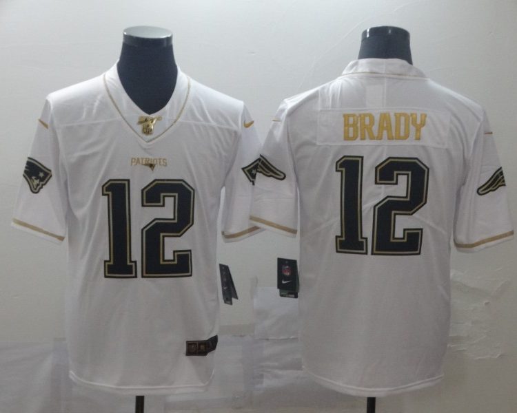 Men's New England Patriots Tom Brady #12 White Jersey
