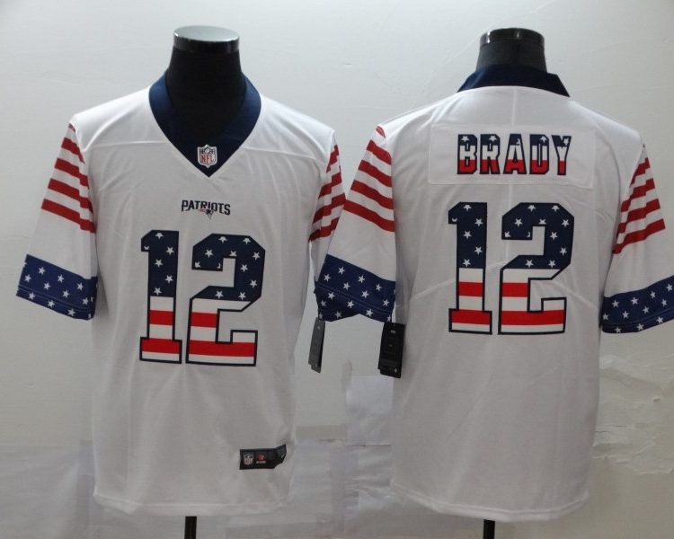 Men's New England Patriots Tom Brady #12 White Jersey