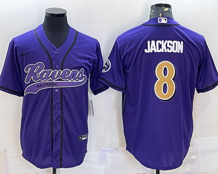 Men's Baltimore Ravens Lamar Jackson #8 Purple Jersey Joint Edition