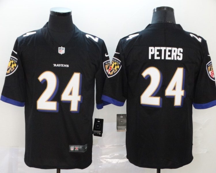 Men's Baltimore Ravens Marcus Peters #24 Black Jersey