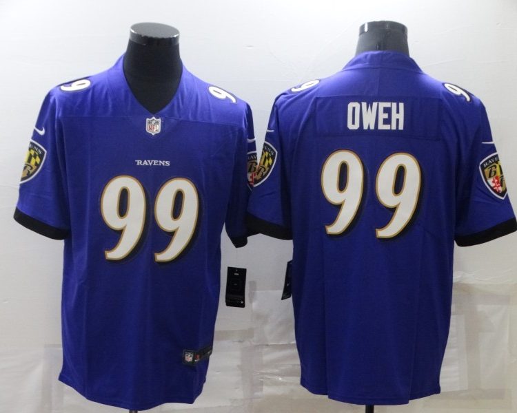 Men's Baltimore Ravens Odafe Oweh #99 Purple Vapor Limited Jersey