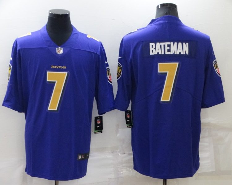 Men's Baltimore Ravens Rashod Bateman #7 Purple Jersey