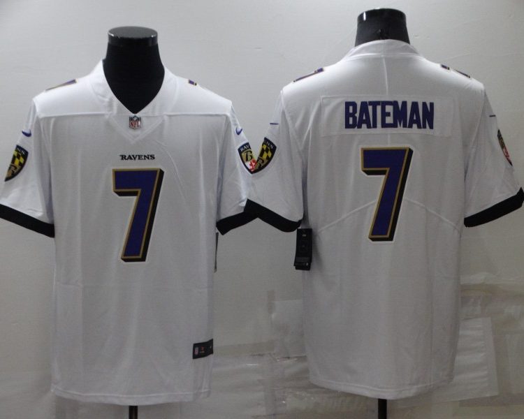 Men's Baltimore Ravens Rashod Bateman #7 White Jersey