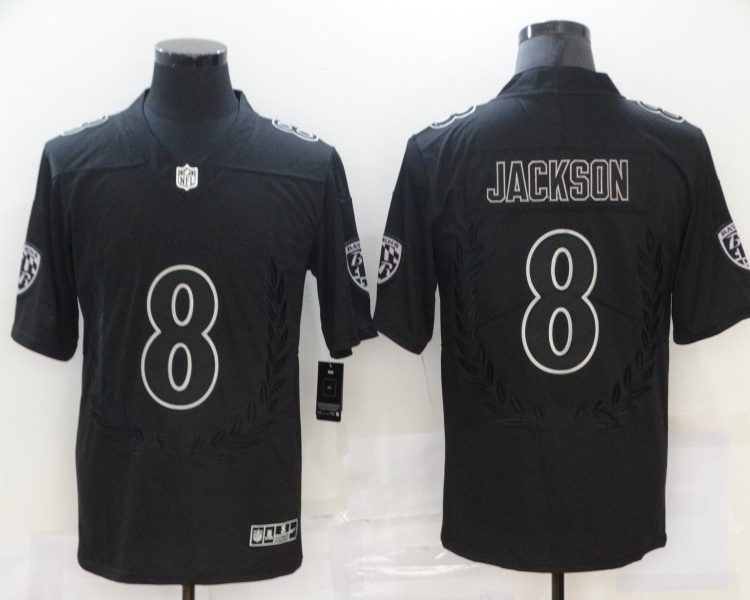 Men's Baltimore Ravens #8 Lamar Jackson Black Alternate Jersey