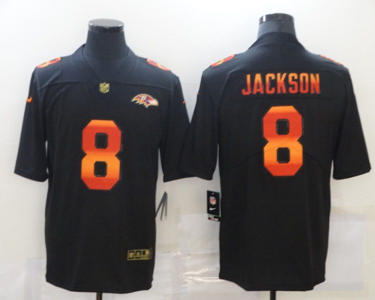 Men's Baltimore Ravens #8 Lamar Jackson Black Authentic Jersey