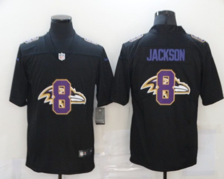 Men's Baltimore Ravens #8 Lamar Jackson Black Authentic Jersey