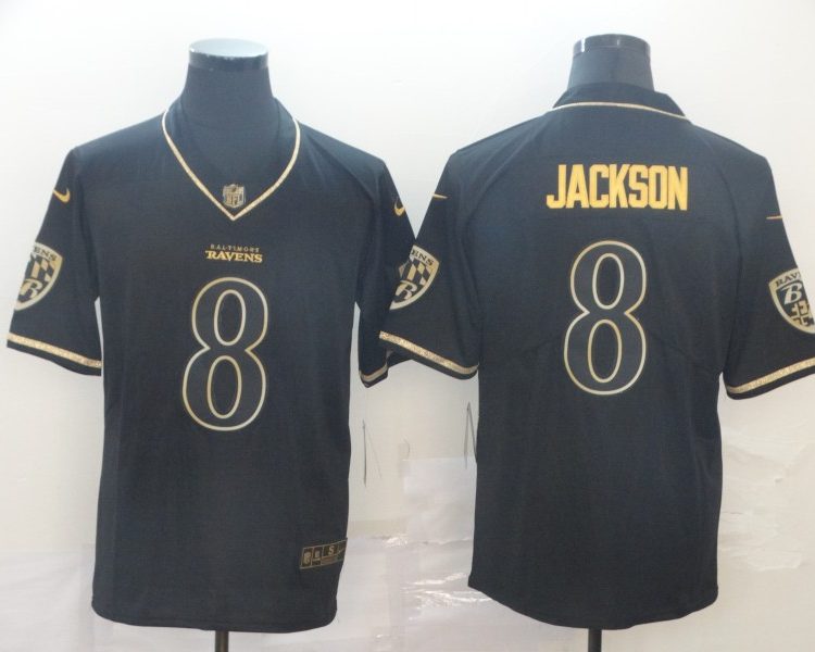 Men's Baltimore Ravens #8 Lamar Jackson Black Jersey