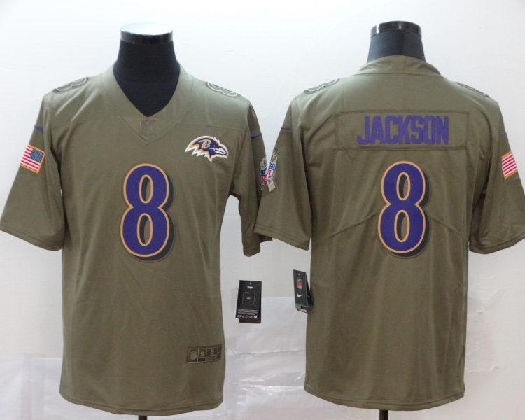 Men's Baltimore Ravens #8 Lamar Jackson Brown Jersey