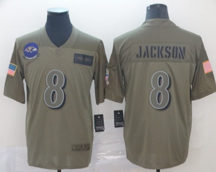 Men's Baltimore Ravens #8 Lamar Jackson Grey Jersey