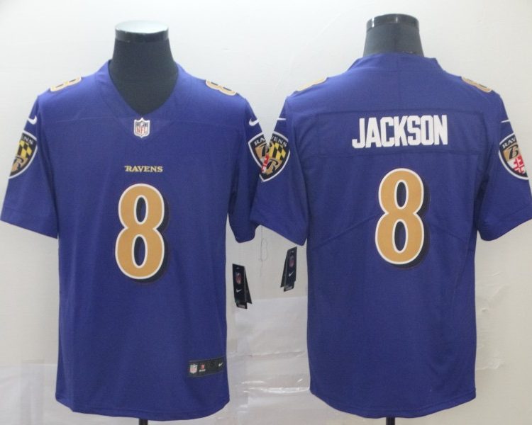 Men's Baltimore Ravens #8 Lamar Jackson Purple Jersey
