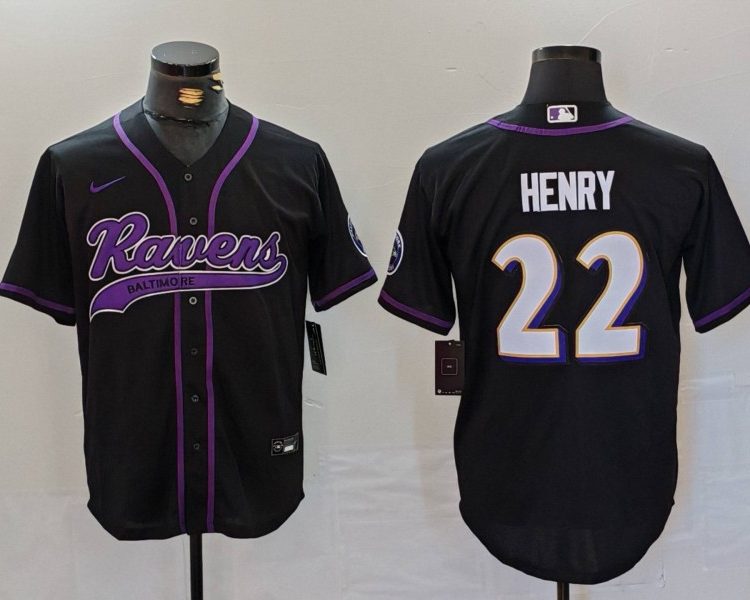 Men's Baltimore Ravens Derrick Henry #22 Black Alternate Jersey