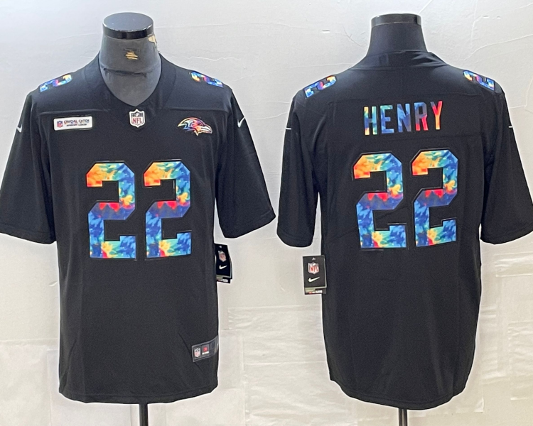 Men's Baltimore Ravens Derrick Henry #22 Black Jersey