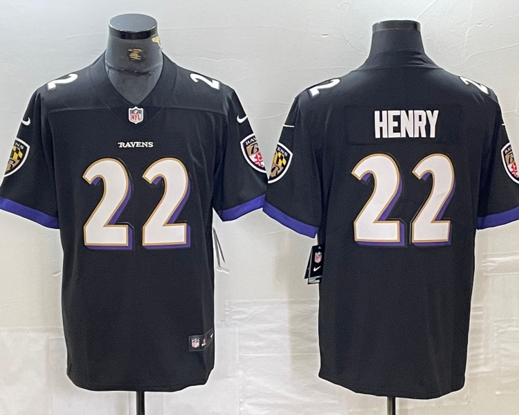 Men's Baltimore Ravens Derrick Henry #22 Black Jersey