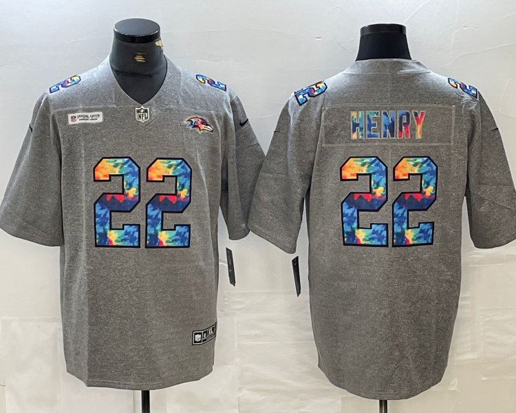 Men's Baltimore Ravens Derrick Henry #22 Gray Jersey