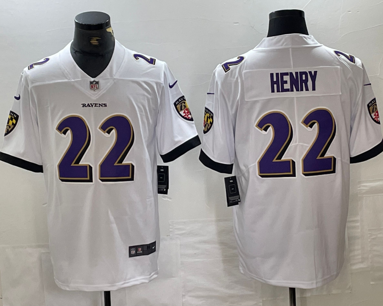 Men's Baltimore Ravens Derrick Henry #22 White Jersey