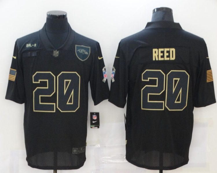 Men's Baltimore Ravens Ed Reed #20 Black Jersey