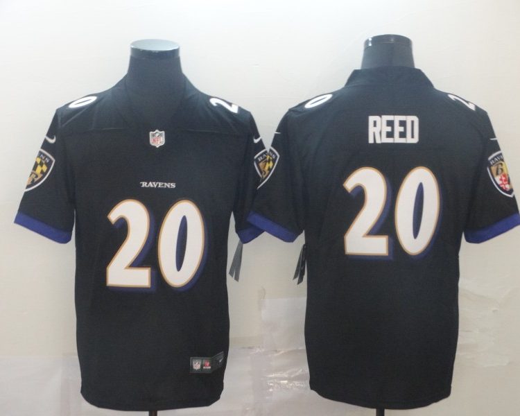 Men's Baltimore Ravens Ed Reed #20 Black Jersey