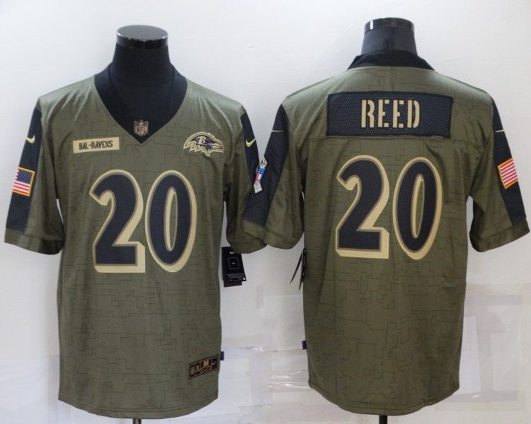 Men's Baltimore Ravens Ed Reed #20 Brown Jersey